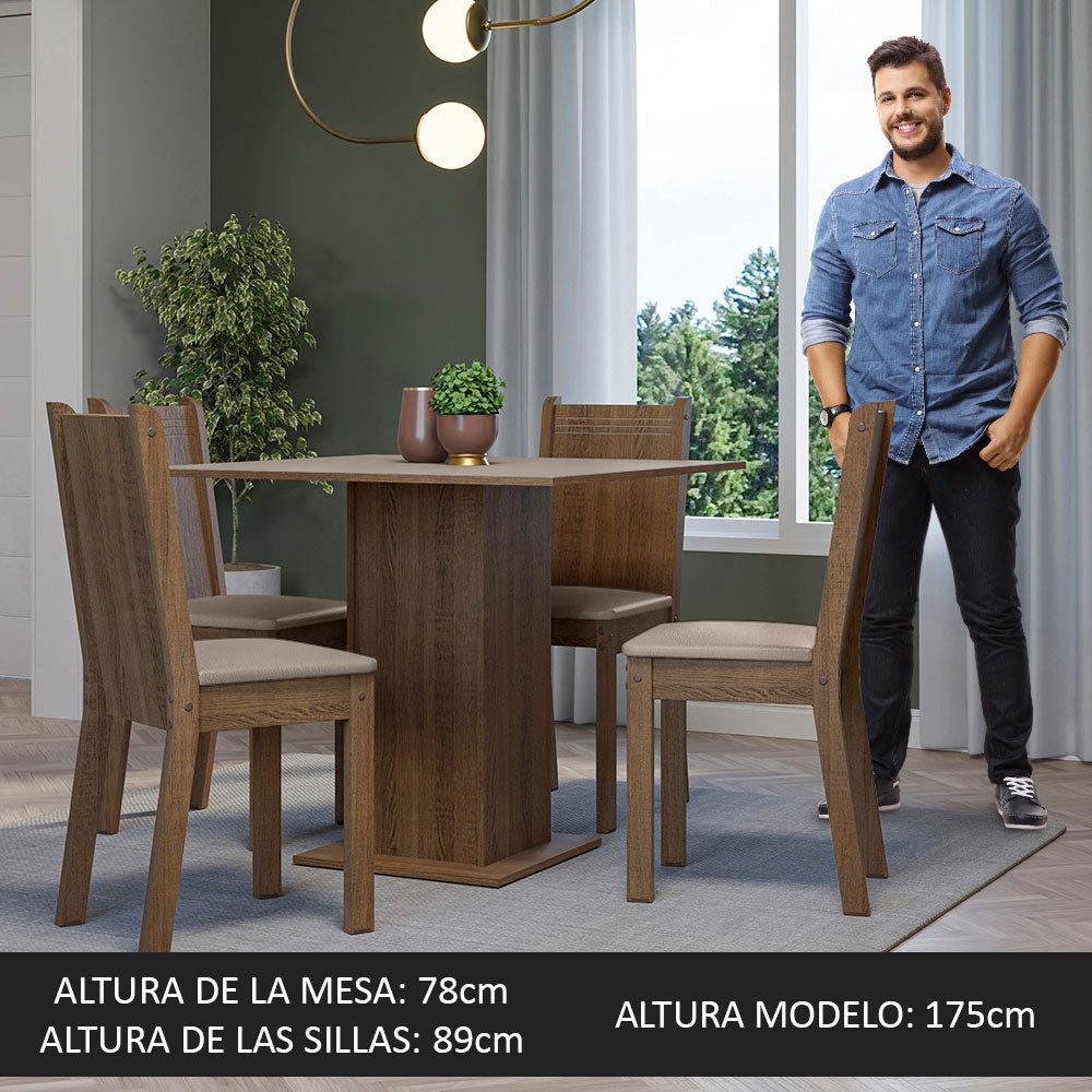 Juego De Comedor Mesa Con Tablero De Madera 4 Sillas Marron Crema juego-de-comedor-mesa-con-tablero-de-madera-4-sillas-marron-crema