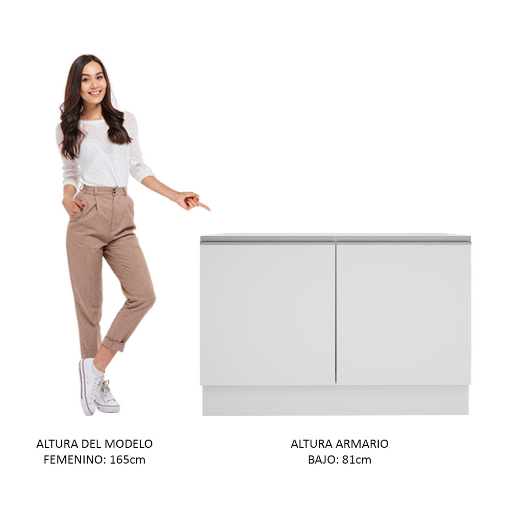 Mueble de Cocina para Fregadero Madesa Glamy 120 cm 2 Puertas (Sin Tablero Ni Fregadero) Blanco