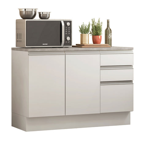 Mueble de Cocina 2 Puertas 3 Cajones 120cm Glamy Madesa - Blanco