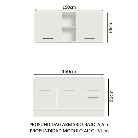 Cocina Compacta 150cm Blanco Agata Madesa 02