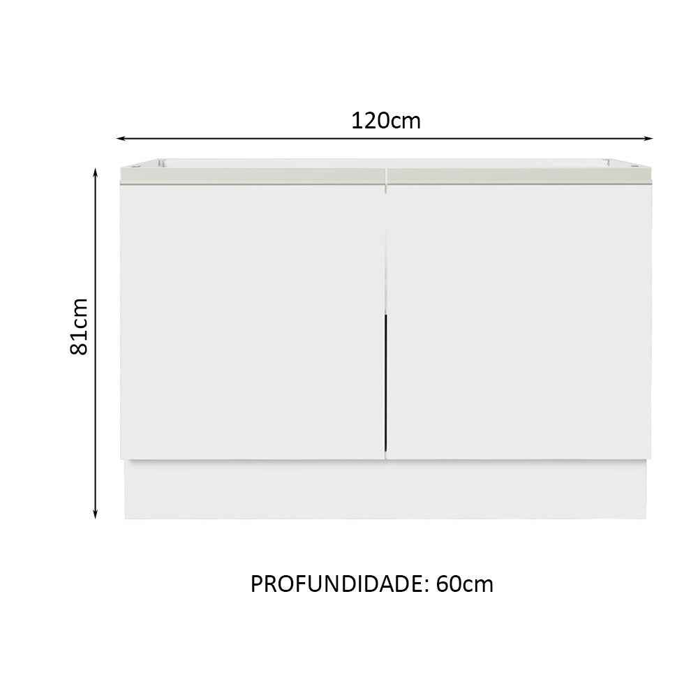 Gabinete Bajo 120 cm 2 Puertas Sin Encimera Blanco Glamy Madesa