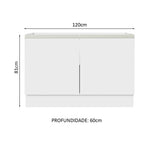 Gabinete Bajo 120 cm 2 Puertas Sin Encimera Blanco Glamy Madesa