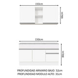 Cocina Compacta 150cm Blanco Glamy Madesa 01