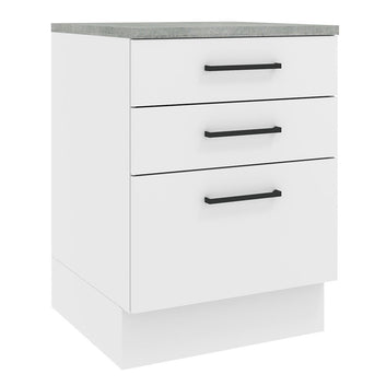 Gabinete Bajo 60 cm 3 Cajones Blanco Agata Madesa