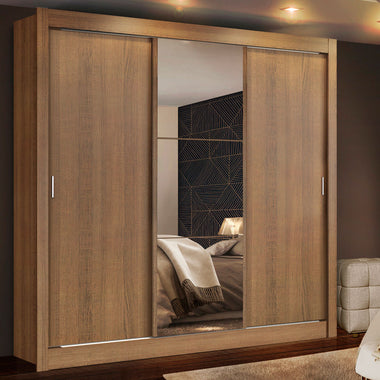 Ropero Doble Madesa Monaco 3 Puertas Corredizas 1 con Espejo - Marron