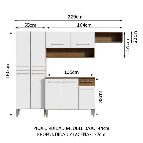 Mueble de Cocina Compacto Emilly Top Madesa Marrón/Blanco