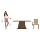 Juego de Comedor Mesa Tapa Madera 6 Sillas Britney Madesa - Marrón/Crema/Imperial