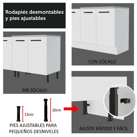 Mueble de Cocina 80 cm 2 Puertas Blanco Agata Madesa