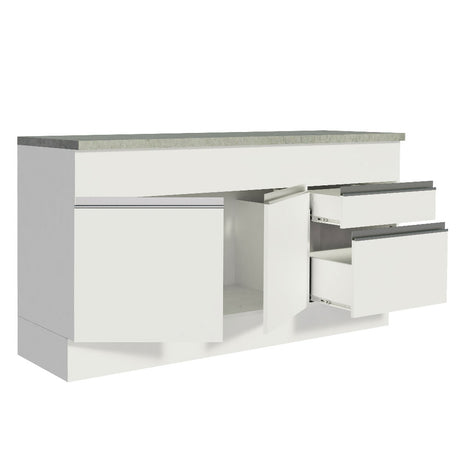 Mueble de Cocina 2 Puertas 3 Cajones 150cm Glamy Madesa - Blanco