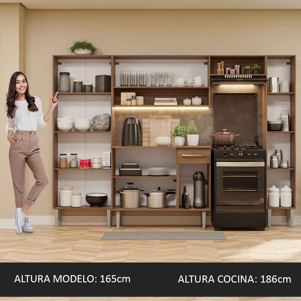 Cocina Integral 261cm Emilly Hit Marrón/Negro