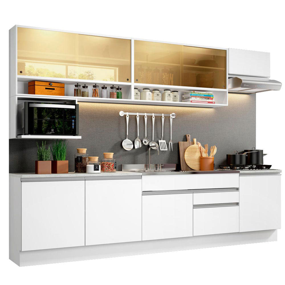 Cocina Integral 300cm Blanco Glamy Madesa 01