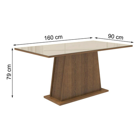 Mesa de Comedor Madesa Rectangular Tapa de Cristal 5364 Marrón/Crema