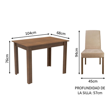 Juego de Comedor Madesa Vic Mesa con Tablero de Madera y 2 Sillas Marrón/Imperial