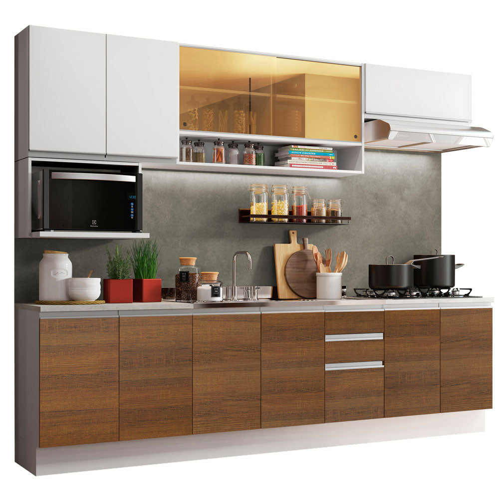 Cocina Integral 280cm Blanco/Marrón/Blanco Glamy Madesa 04