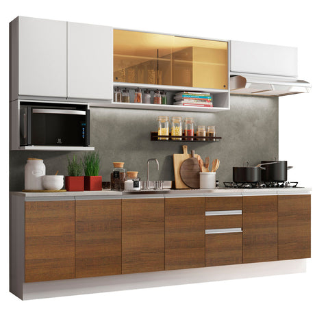 Cocina Integral 280cm Blanco/Marrón/Blanco Glamy Madesa 04