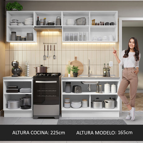 Cocina Integral 240cm Blanco Glamy Madesa 09