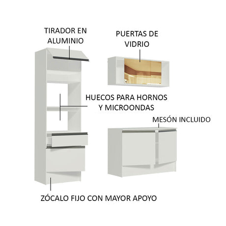 Mueble de Cocina Compacto 180cm Blanco Diamante Madesa 86