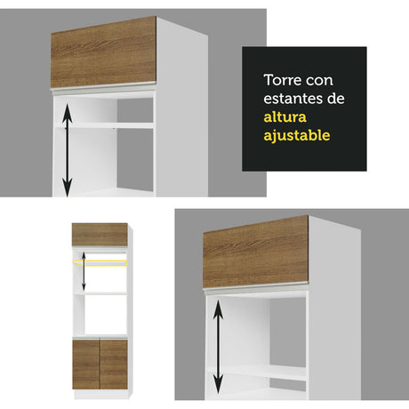 Mueble de Cocina para Horno Madesa Glamy 70 cm 3 Puertas Blanco/Marrón