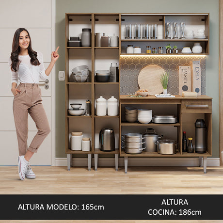 Cocina Compacta 169cm Sin Mesón De Acero Marrón Emilly Madesa 13