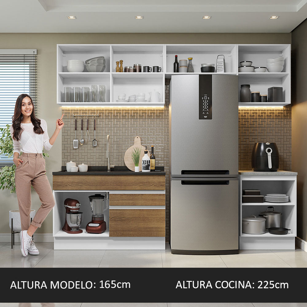 Cocina Integral 260cm Blanco/Marrón Glamy Madesa 05