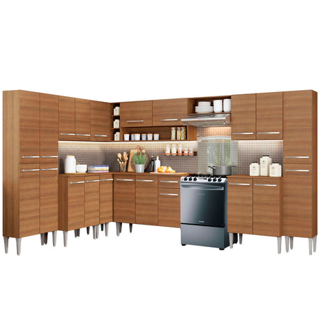 Cocina Integral Esquinera 513cm Marrón Emilly Big Madesa 02