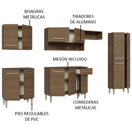 Cocina Integral 293cm Marrón Emilly Madesa 01