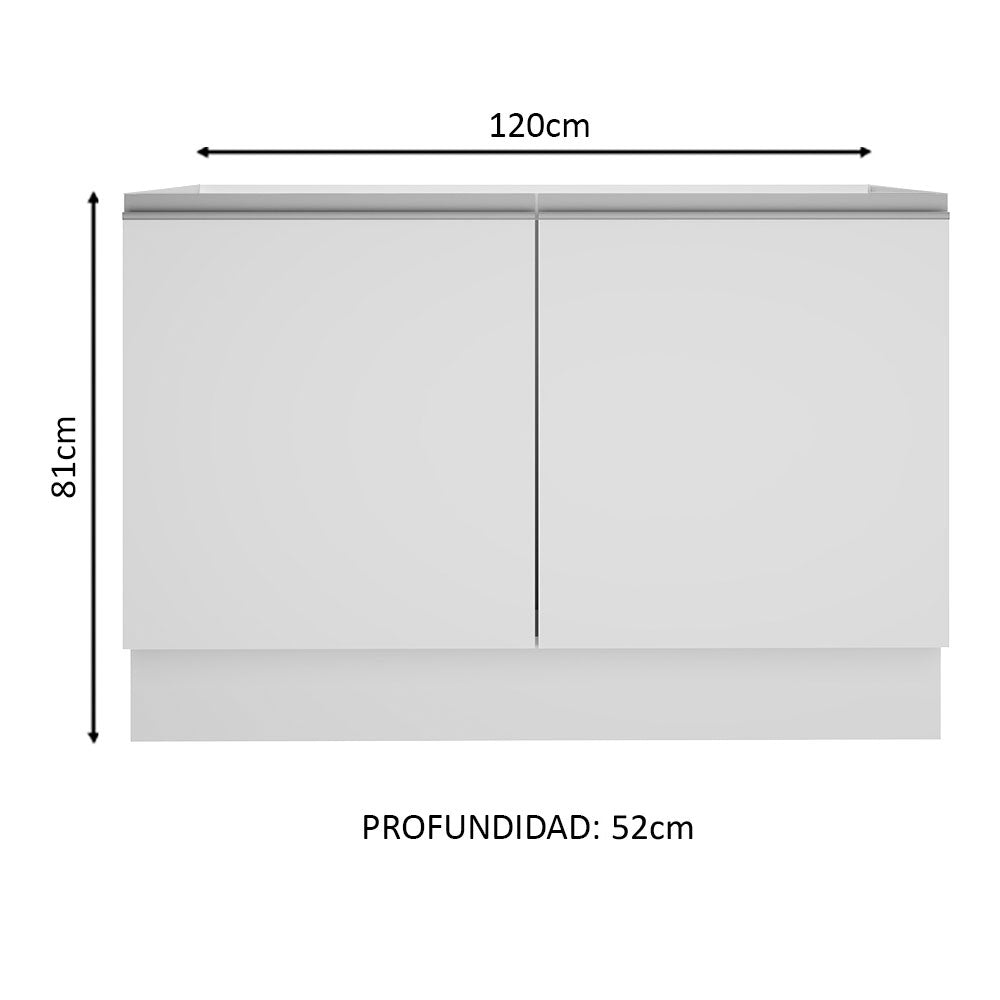 Mueble de Cocina para Fregadero Madesa Glamy 120 cm 2 Puertas (Sin Tablero Ni Fregadero) Blanco