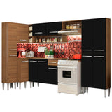 Cocina Integral Esquinera 385cm Marrón/Negro Emilly Love 01