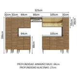 Cocina Integral 325cm Emilly Marrón Madesa 04