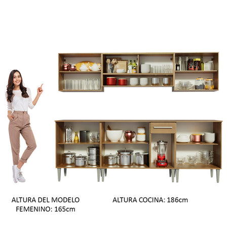 Cocina Integral 233cm Marrón Emilly Smile Madesa 04