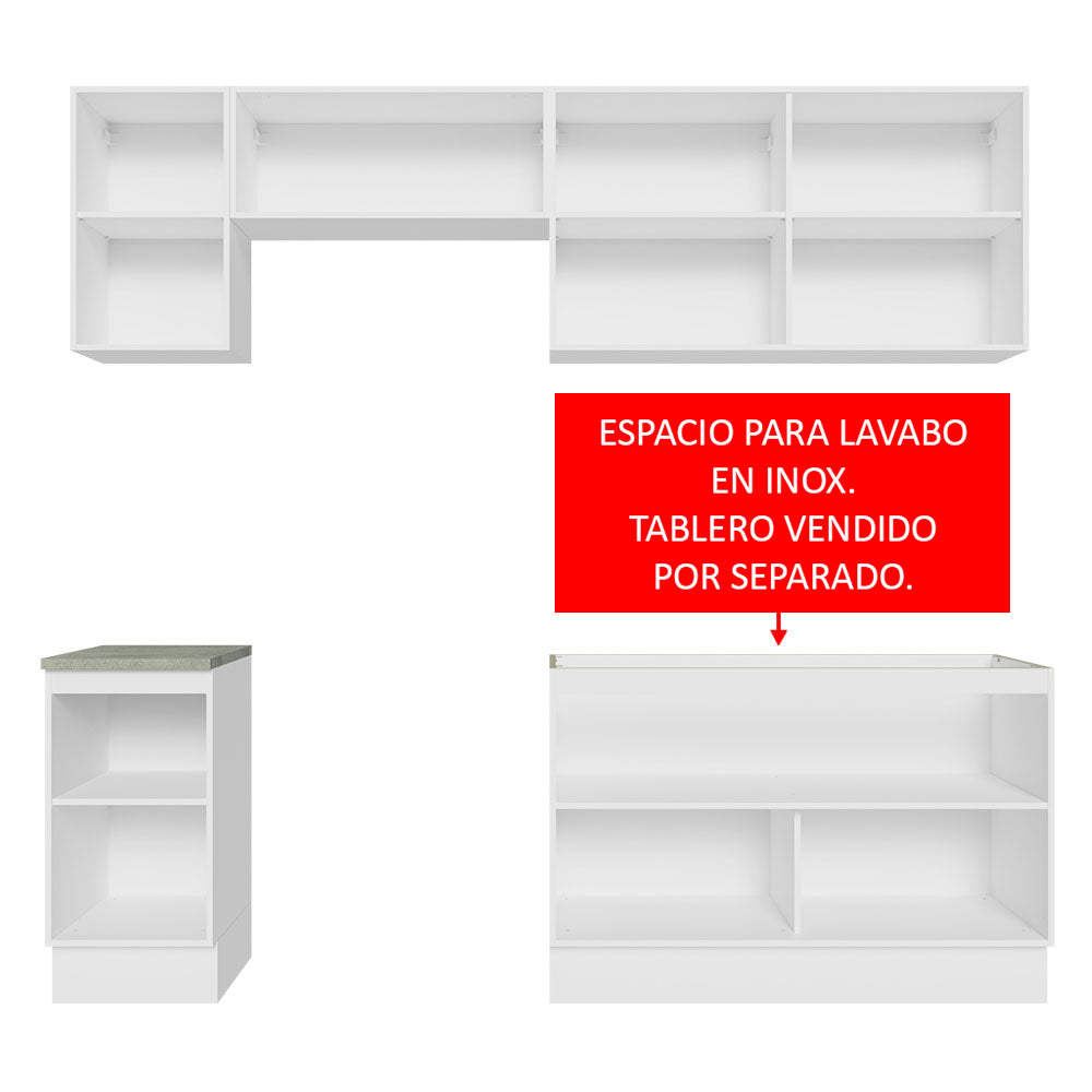 Cocina Integral 240cm Blanco/Marrón Glamy Madesa 10