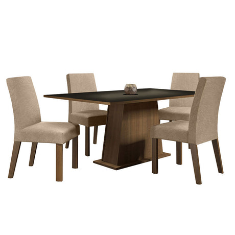 Juego de Comedor Madesa Flavia Mesa con Tablero de Madera con 4 Sillas Marrón/Negro/Imperial