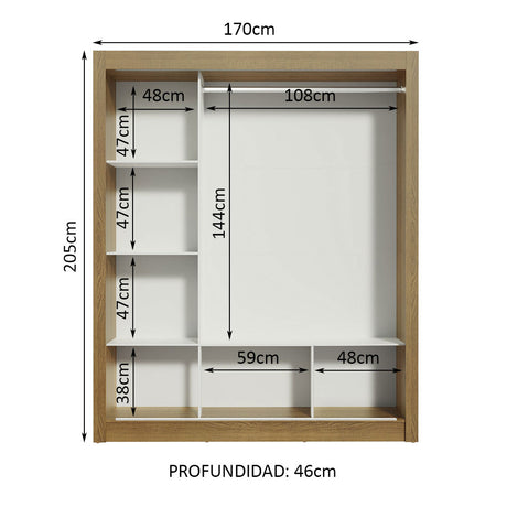 Ropero Doble Madesa Monaco 3 Puertas Corredizas - Marron