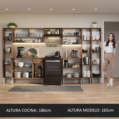 Cocina Integral 325cm Emilly Marrón Madesa 05