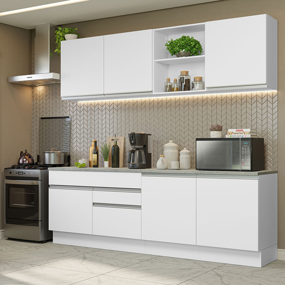 Cocina Integral 240cm Blanco Glamy Madesa 06