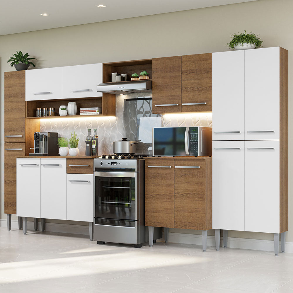 Cocina Integral 325cm Emilly Marrón/Blanco Madesa 02