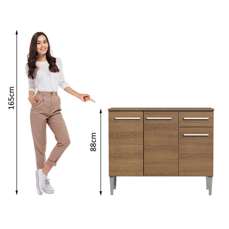 Mueble Mostrador Madesa Emilly 3 Puertas y 1 Cajón Marrón