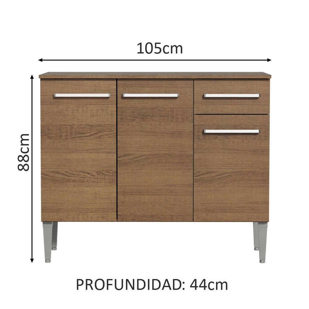 Mueble Mostrador Madesa Emilly 3 Puertas y 1 Cajón Marrón