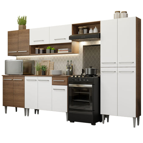 Cocina Integral 293cm Marrón/Blanco Emilly Madesa 01