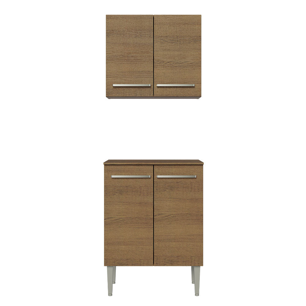 Kit Alacena y Mueble de Cocina 64cm Marrón Emilly Madesa