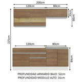 Cocina Integral 200cm Blanco/Marrón Glamy Madesa 07