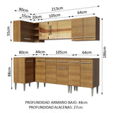 Cocina Integral Esquinera 293cm Marrón Emilly Play Madesa04