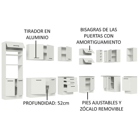 Cocina Integral Esquinera 499cm Blanco Agata Madesa 01