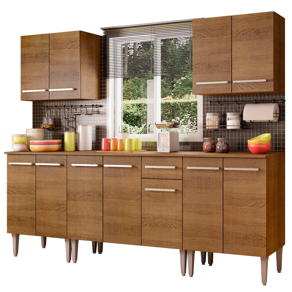 Cocina Integral 233cm Marrón Emilly King Madesa 01