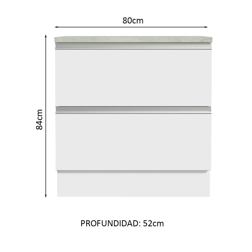 Mueble de Cocina 80 cm 2 Cajones Blanco Glamy Madesa