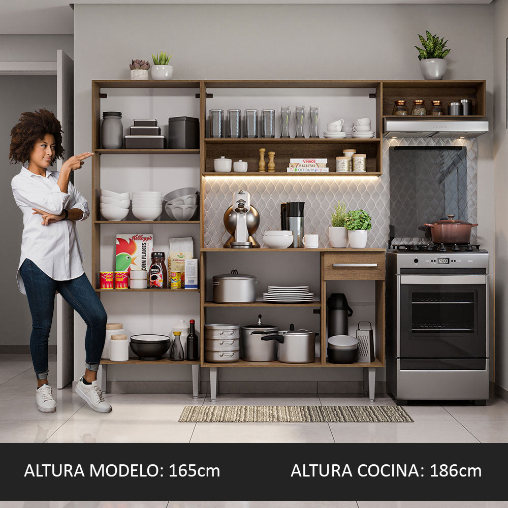 Cocina Compacta 229cm Marrón/Negro Emilly Top