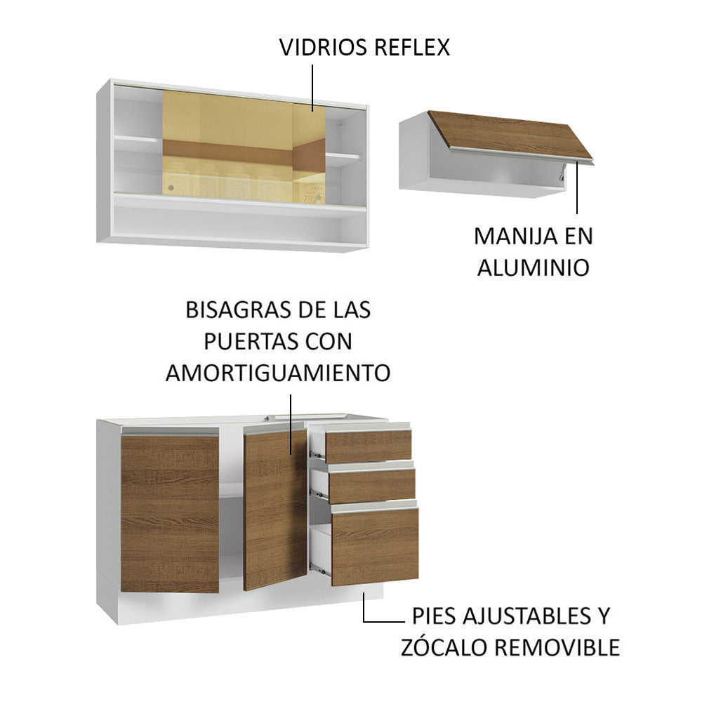 Cocina Integral 200cm Blanco/Marrón Glamy Madesa 08