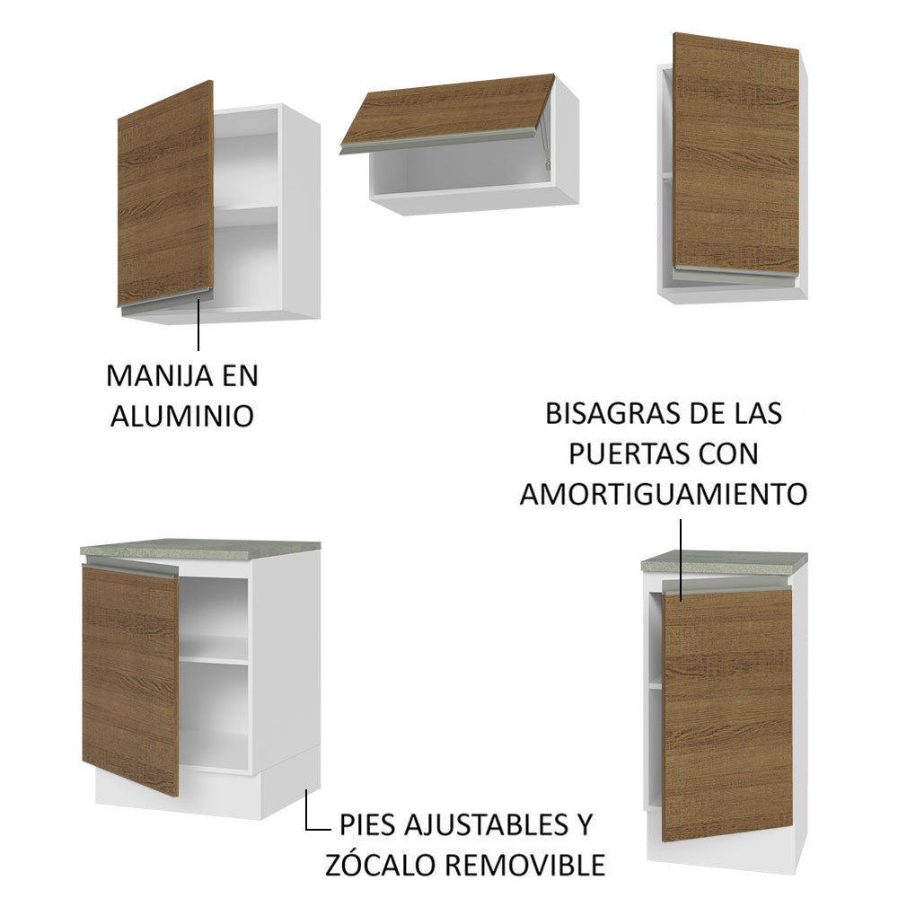 Cocina Compacta 160cm Blanco/Marrón Glamy Madesa 07