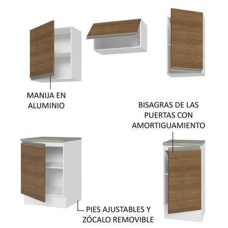 Cocina Compacta 160cm Blanco/Marrón Glamy Madesa 07