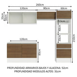 Cocina Integral Madesa 260cm Blanco/Marrón Topazio 01